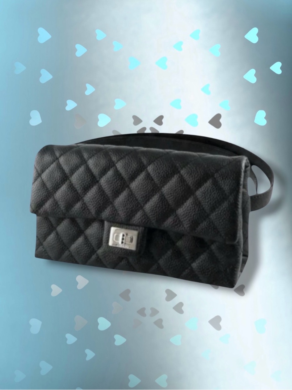 🆕🩷CHANEL Calfskin (CAVIAR) Quilted 2.55 Reissue Faux Lock Belt Bum Bag Sling Bag